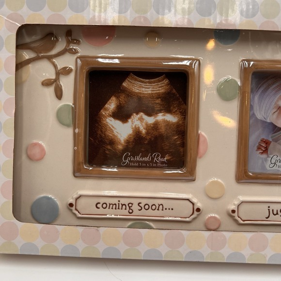 Grasslands Road Sonogram and newborn picture frame. Size 12 1/4" x 6". Pic 3x3 - Picture 2 of 5